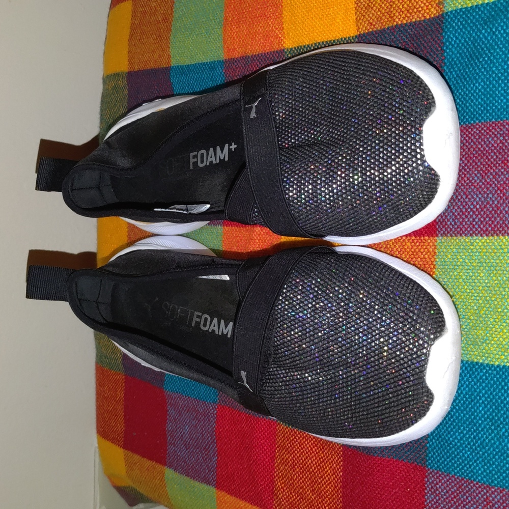 PUMA Womens Adelina Shine Slip On Sneakers Shoes Casual - Black Size 8.5